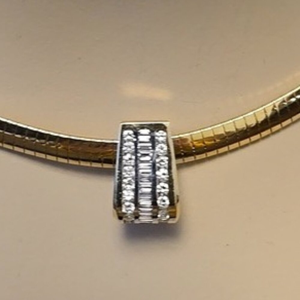 LADY'S VINTAGE 18K YELLOW GOLD NATURAL DIAMOND SLIDE ENHANCER PENDANT - Picture 2 of 15